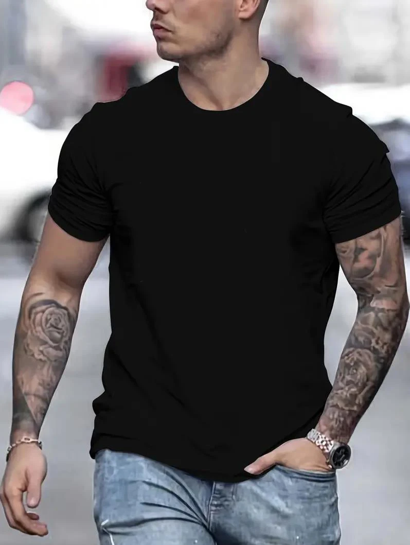 Summer washed T-shirts for men and women, pure cotton round neck, Korean style, casual short-sleeved T-shirts