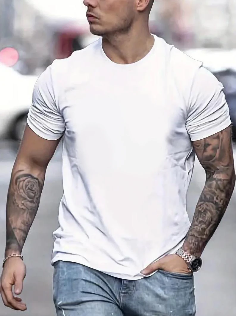 Summer washed T-shirts for men and women, pure cotton round neck, Korean style, casual short-sleeved T-shirts