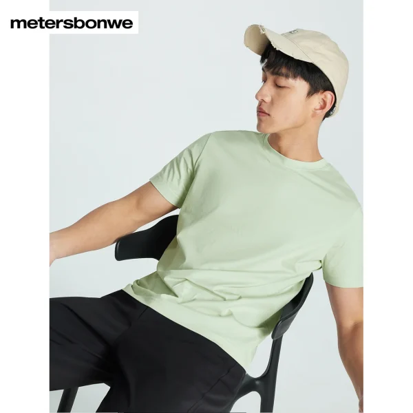 Metersbonwe 24 Summer New Air Drying Fit T-Shirt For Men, Round Neck Solid Color Basic Pullover Half-Sleeved Tee, Brand Tops