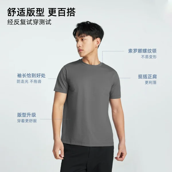 Metersbonwe 24 Summer New Air Drying Fit T-Shirt For Men, Round Neck Solid Color Basic Pullover Half-Sleeved Tee, Brand Tops - Image 3