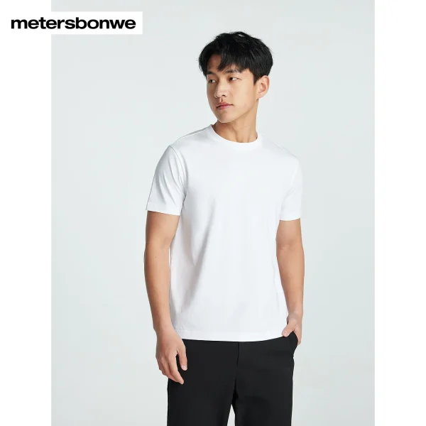Metersbonwe 24 Summer New Air Drying Fit T-Shirt For Men, Round Neck Solid Color Basic Pullover Half-Sleeved Tee, Brand Tops - Image 6