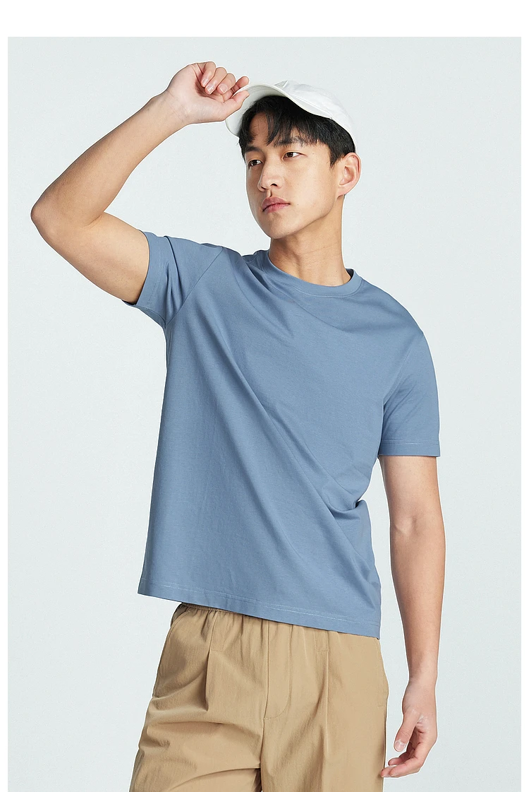 Metersbonwe 24 Summer New Air Drying Fit T-Shirt For Men, Round Neck Solid Color Basic Pullover Half-Sleeved Tee, Brand Tops