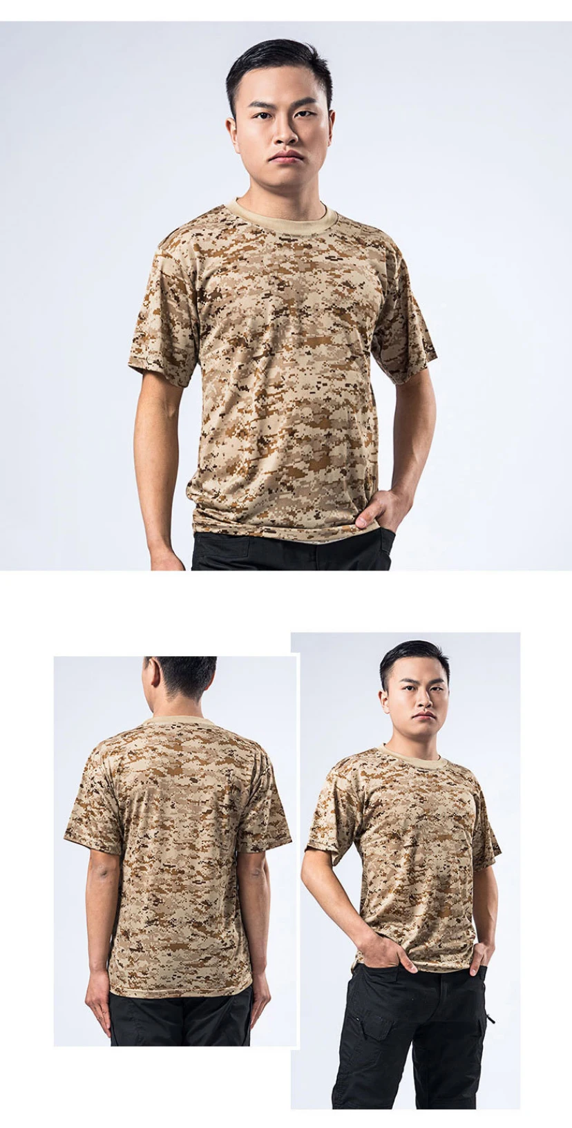 Men Casual Tactical T Shirts Short Sleeve Camouflage T-Shirt Quick Dry Outdoor Gym Top Tees Cargo T Shirt Male Clothing
