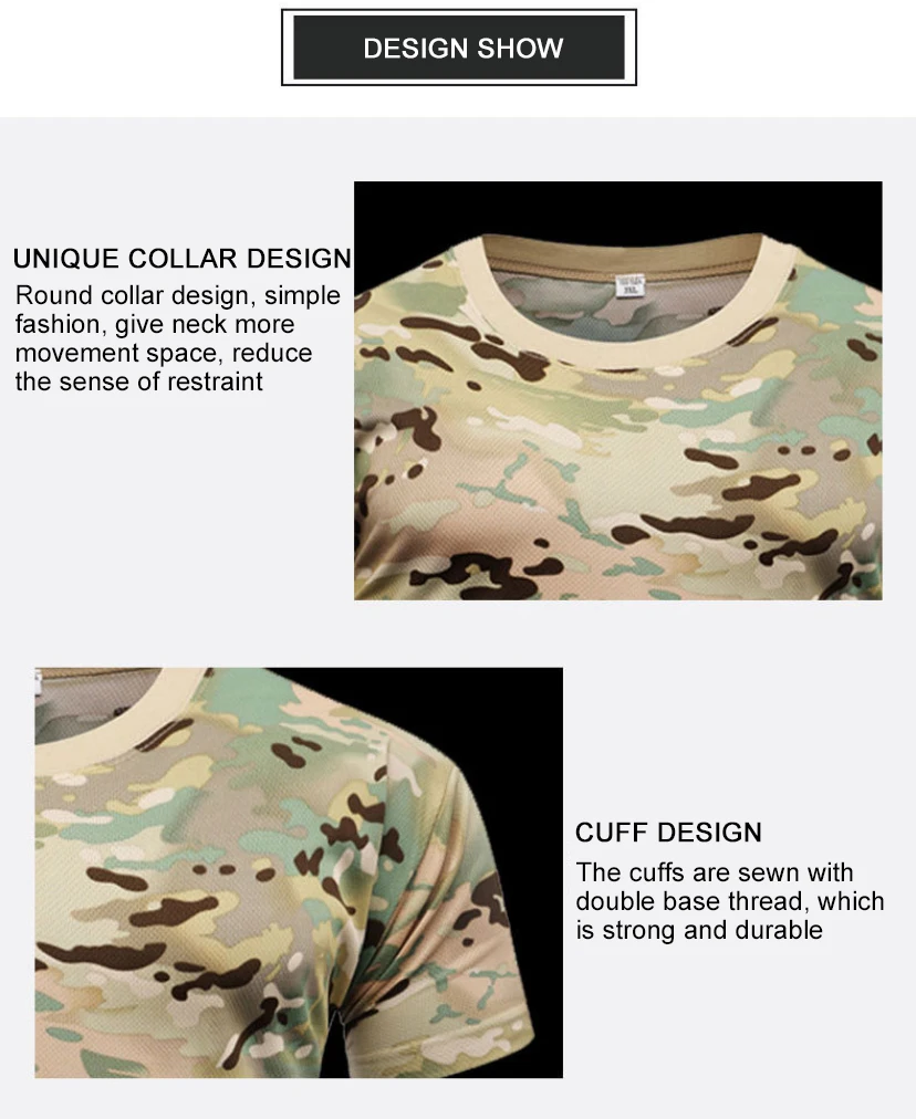 Men Casual Tactical T Shirts Short Sleeve Camouflage T-Shirt Quick Dry Outdoor Gym Top Tees Cargo T Shirt Male Clothing