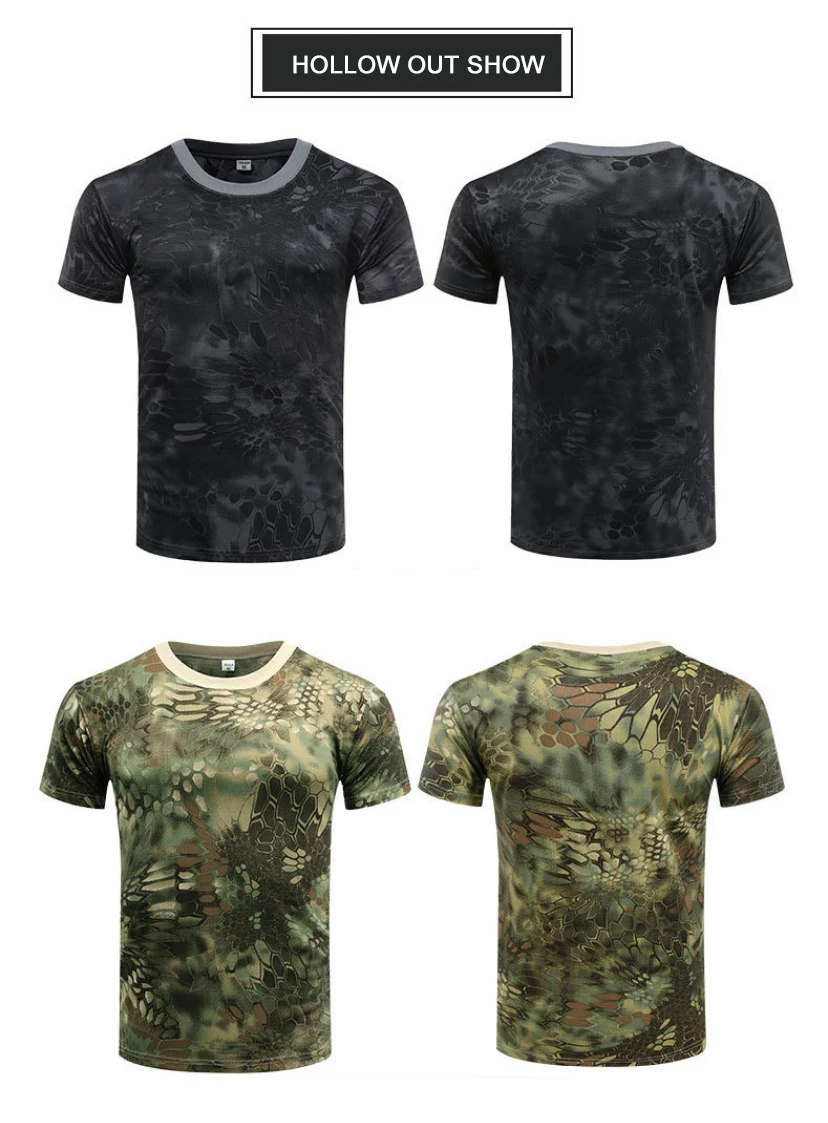 Men Casual Tactical T Shirts Short Sleeve Camouflage T-Shirt Quick Dry Outdoor Gym Top Tees Cargo T Shirt Male Clothing