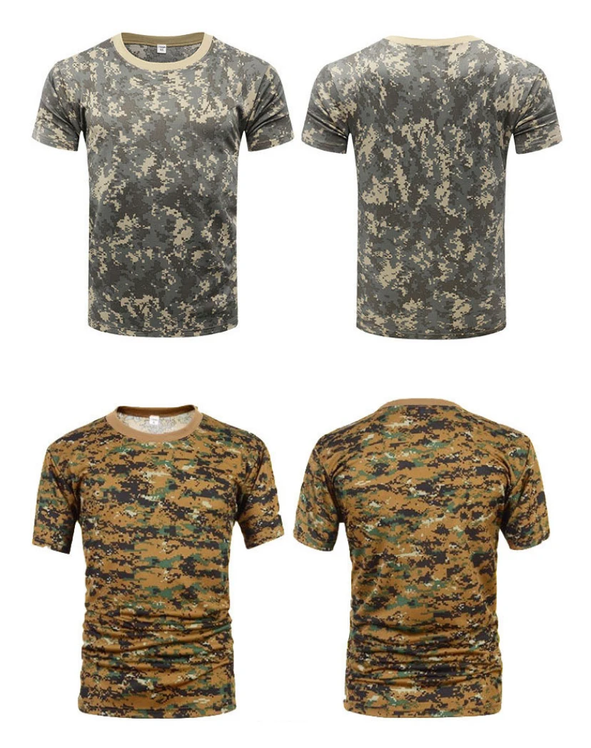 Men Casual Tactical T Shirts Short Sleeve Camouflage T-Shirt Quick Dry Outdoor Gym Top Tees Cargo T Shirt Male Clothing