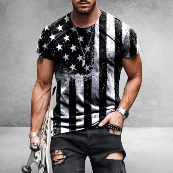 SHUJIN Men's Vintage Oversized Short Sleeve T Shirts 2021 Summer Harajuku Ethnic Style 3D Print O Collared Graphic T-Shirt - Image 3