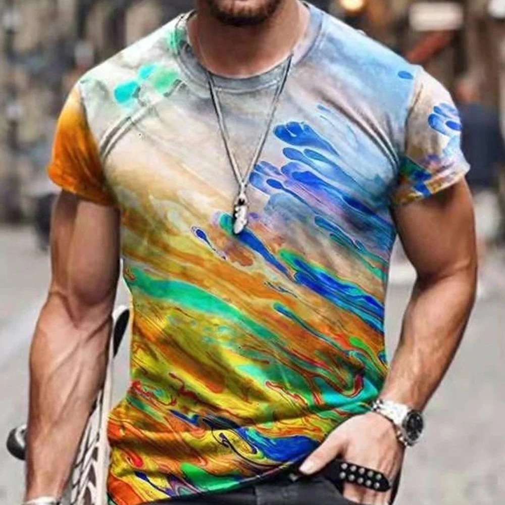 SHUJIN Men's Vintage Oversized Short Sleeve T Shirts 2021 Summer Harajuku Ethnic Style 3D Print O Collared Graphic T-Shirt