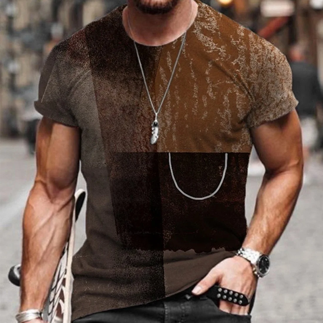 SHUJIN Men's Vintage Oversized Short Sleeve T Shirts 2021 Summer Harajuku Ethnic Style 3D Print O Collared Graphic T-Shirt