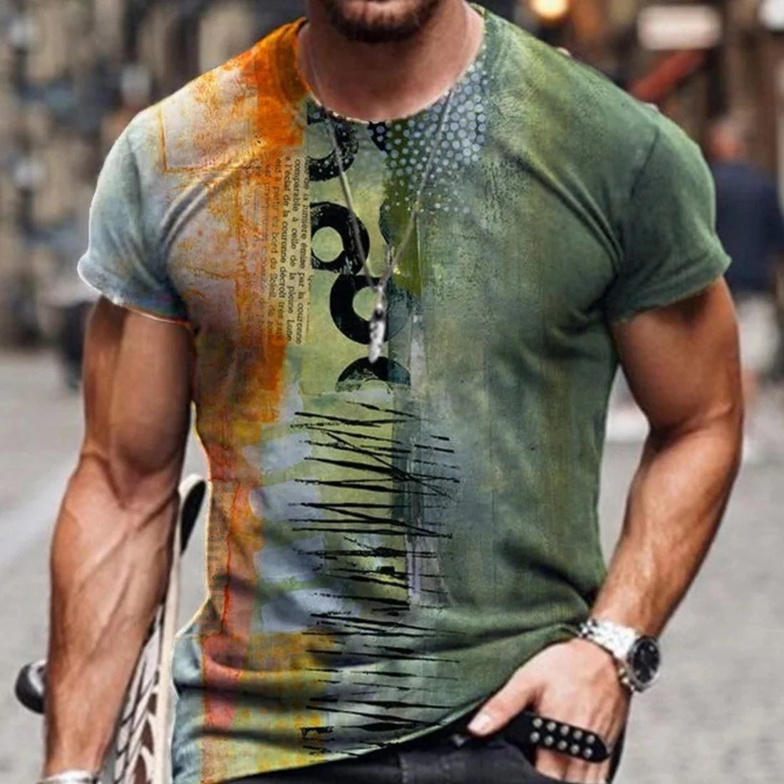 SHUJIN Men's Vintage Oversized Short Sleeve T Shirts 2021 Summer Harajuku Ethnic Style 3D Print O Collared Graphic T-Shirt