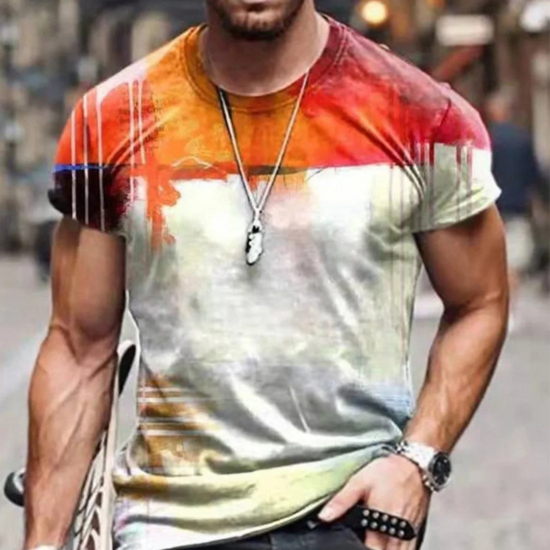 SHUJIN Men's Vintage Oversized Short Sleeve T Shirts 2021 Summer Harajuku Ethnic Style 3D Print O Collared Graphic T-Shirt