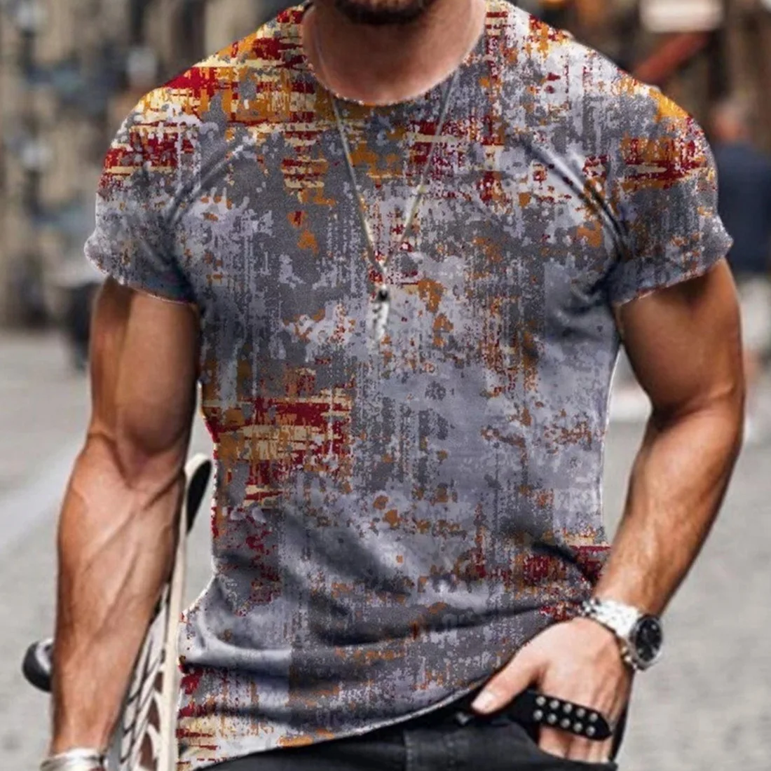 SHUJIN Men's Vintage Oversized Short Sleeve T Shirts 2021 Summer Harajuku Ethnic Style 3D Print O Collared Graphic T-Shirt