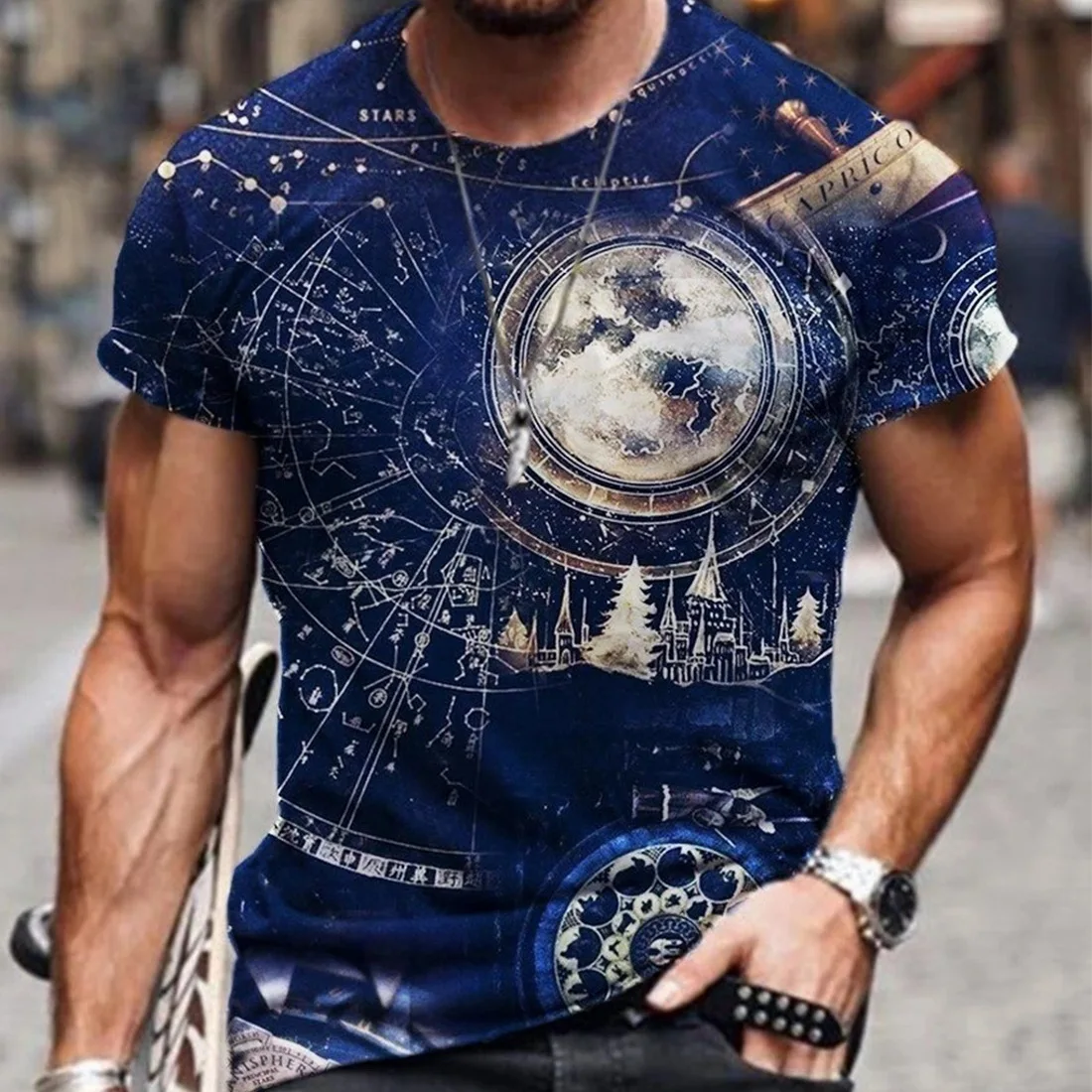 SHUJIN Men's Vintage Oversized Short Sleeve T Shirts 2021 Summer Harajuku Ethnic Style 3D Print O Collared Graphic T-Shirt