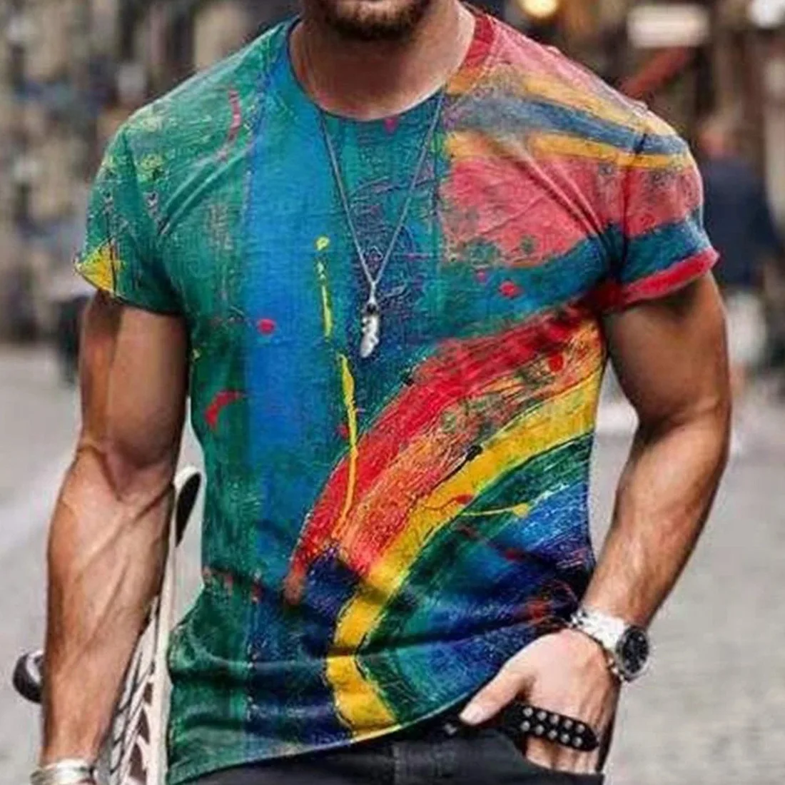 SHUJIN Men's Vintage Oversized Short Sleeve T Shirts 2021 Summer Harajuku Ethnic Style 3D Print O Collared Graphic T-Shirt