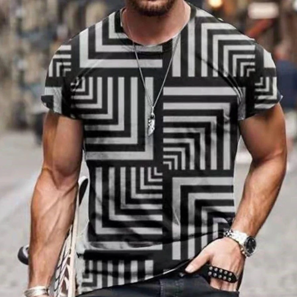 SHUJIN Men's Vintage Oversized Short Sleeve T Shirts 2021 Summer Harajuku Ethnic Style 3D Print O Collared Graphic T-Shirt