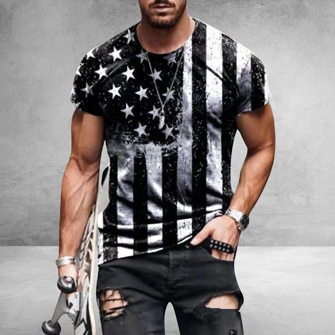 SHUJIN Men's Vintage Oversized Short Sleeve T Shirts 2021 Summer Harajuku Ethnic Style 3D Print O Collared Graphic T-Shirt