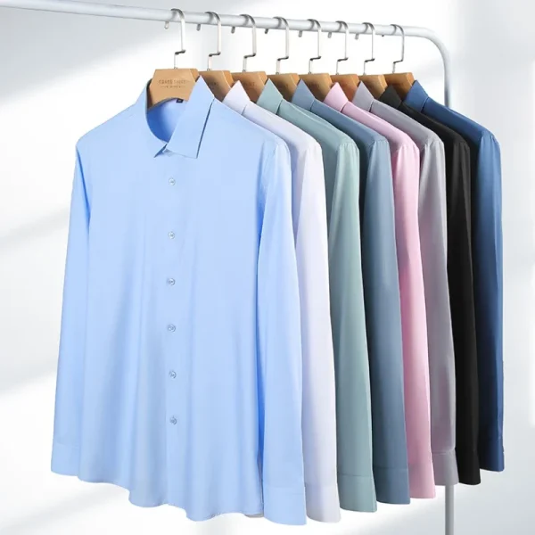 Pop Spring And Autumn New Men's High-end Professional Wear Three-proof Long-sleeved Shirts No-iron Anti-wrinkle Business Formal
