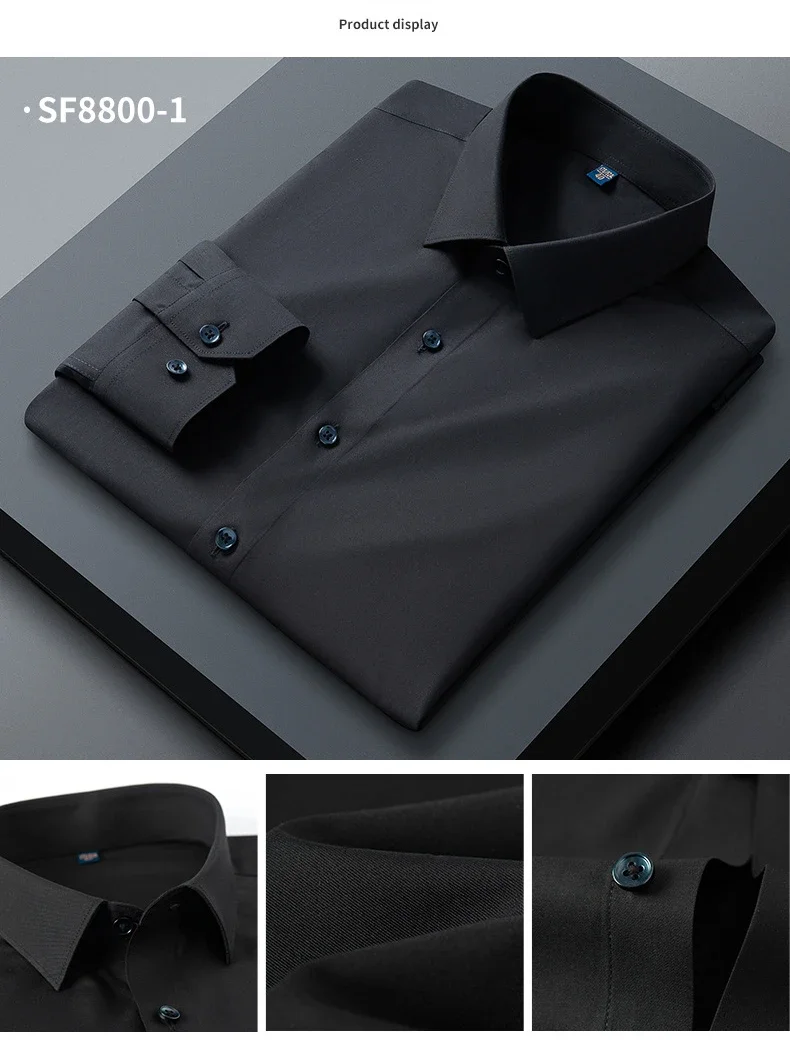 Pop Spring And Autumn New Men's High-end Professional Wear Three-proof Long-sleeved Shirts No-iron Anti-wrinkle Business Formal