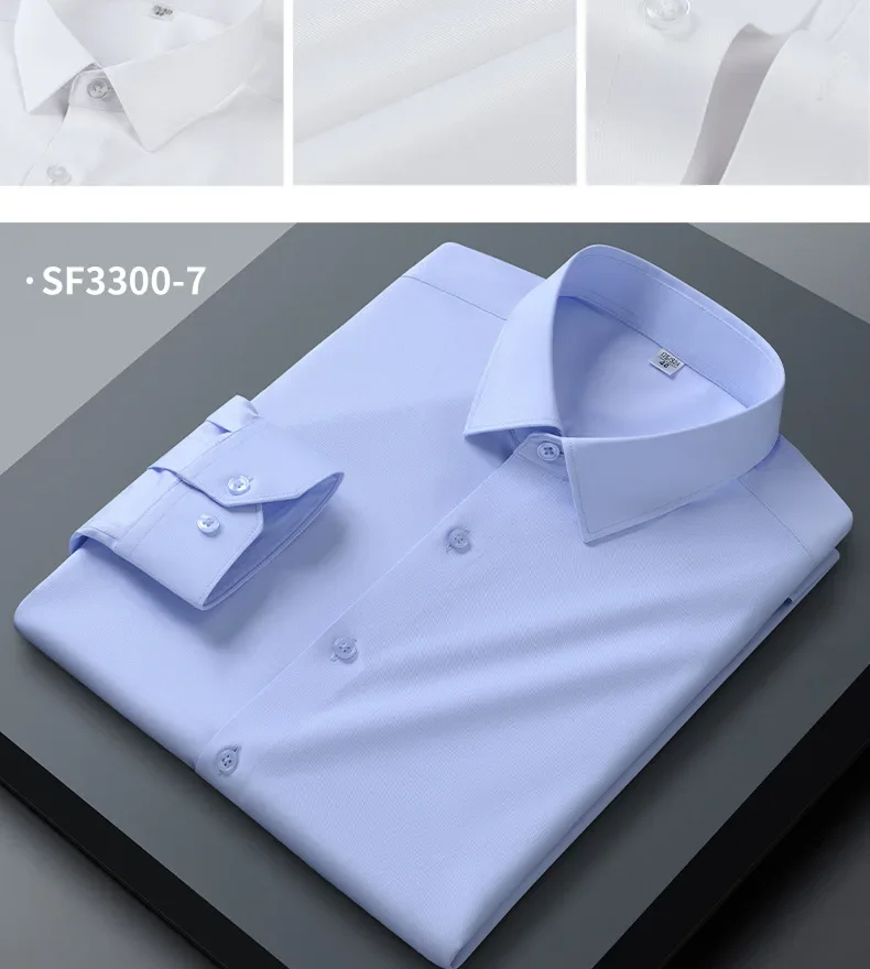 Pop Spring And Autumn New Men's High-end Professional Wear Three-proof Long-sleeved Shirts No-iron Anti-wrinkle Business Formal