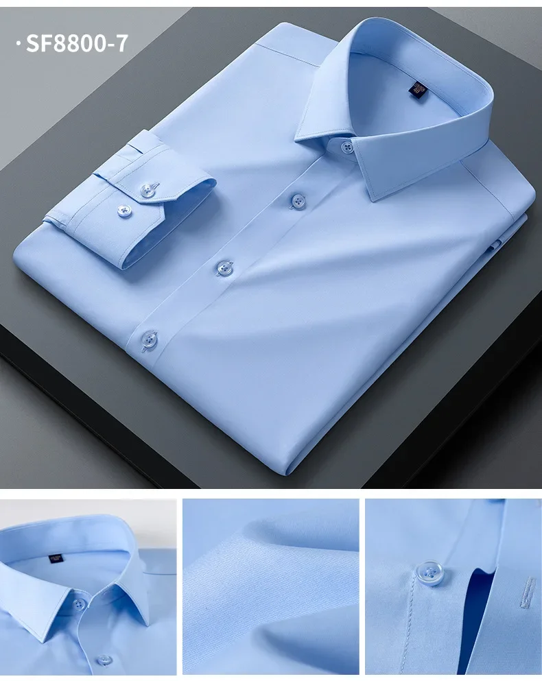 Pop Spring And Autumn New Men's High-end Professional Wear Three-proof Long-sleeved Shirts No-iron Anti-wrinkle Business Formal
