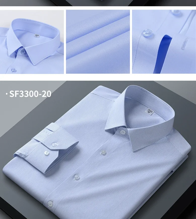 Pop Spring And Autumn New Men's High-end Professional Wear Three-proof Long-sleeved Shirts No-iron Anti-wrinkle Business Formal