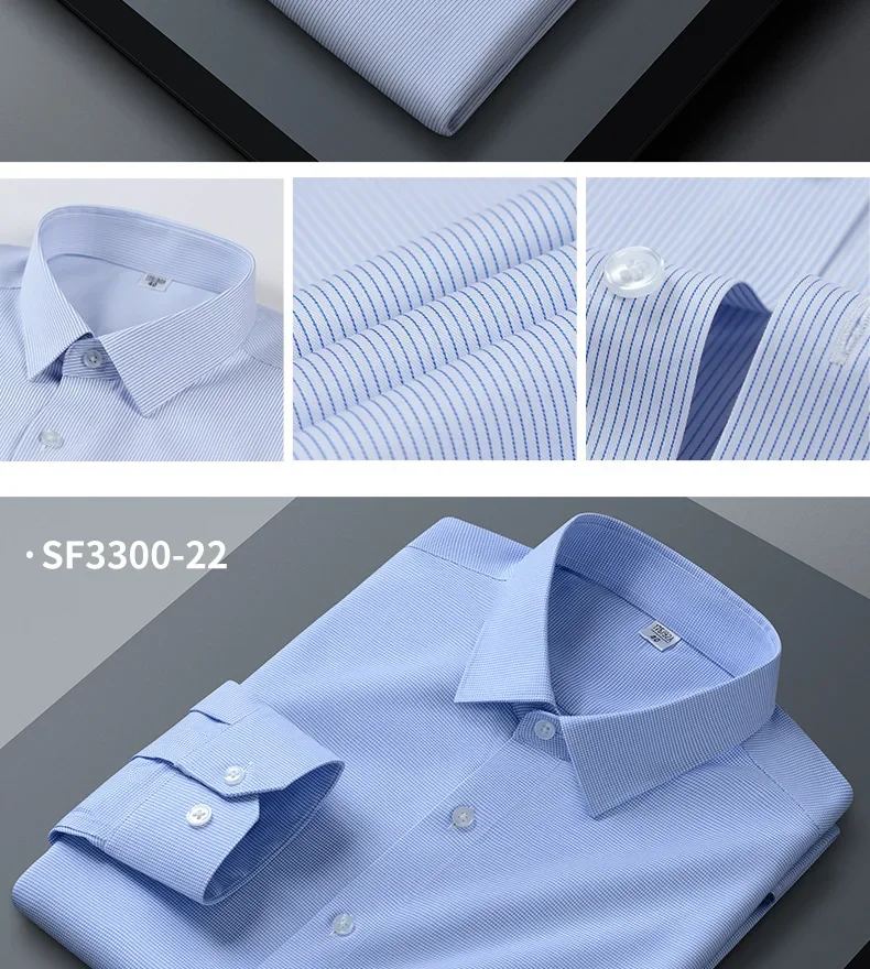 Pop Spring And Autumn New Men's High-end Professional Wear Three-proof Long-sleeved Shirts No-iron Anti-wrinkle Business Formal