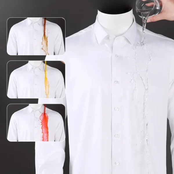 Pop Spring And Autumn New Men's High-end Professional Wear Three-proof Long-sleeved Shirts No-iron Anti-wrinkle Business Formal - Image 4