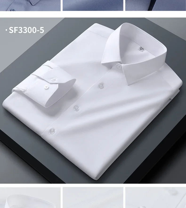 Pop Spring And Autumn New Men's High-end Professional Wear Three-proof Long-sleeved Shirts No-iron Anti-wrinkle Business Formal