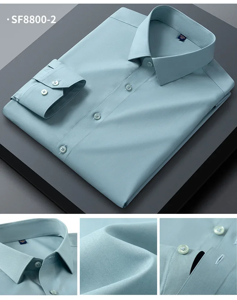 Pop Spring And Autumn New Men's High-end Professional Wear Three-proof Long-sleeved Shirts No-iron Anti-wrinkle Business Formal