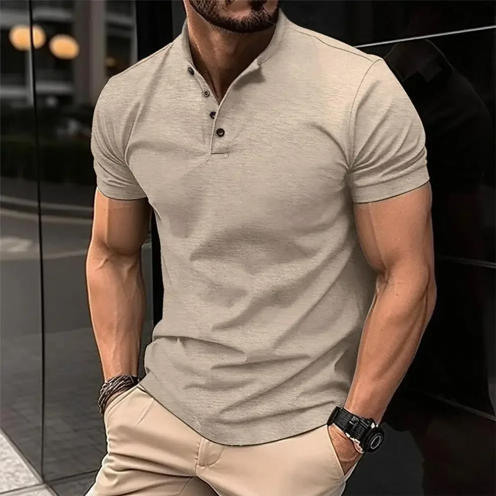 LIBIELIY Summer Mens Casual Polo Shirt Henley Collar Solid Color Short Sleeve Polos Men Short Sleeve Tops Tees Anti Piling T Shi LIBIELIY Summer Mens Casual Polo Shirt Henley Collar Solid Color Short Sleeve Polos Men Short Sleeve Tops Tees Anti Piling T Shi