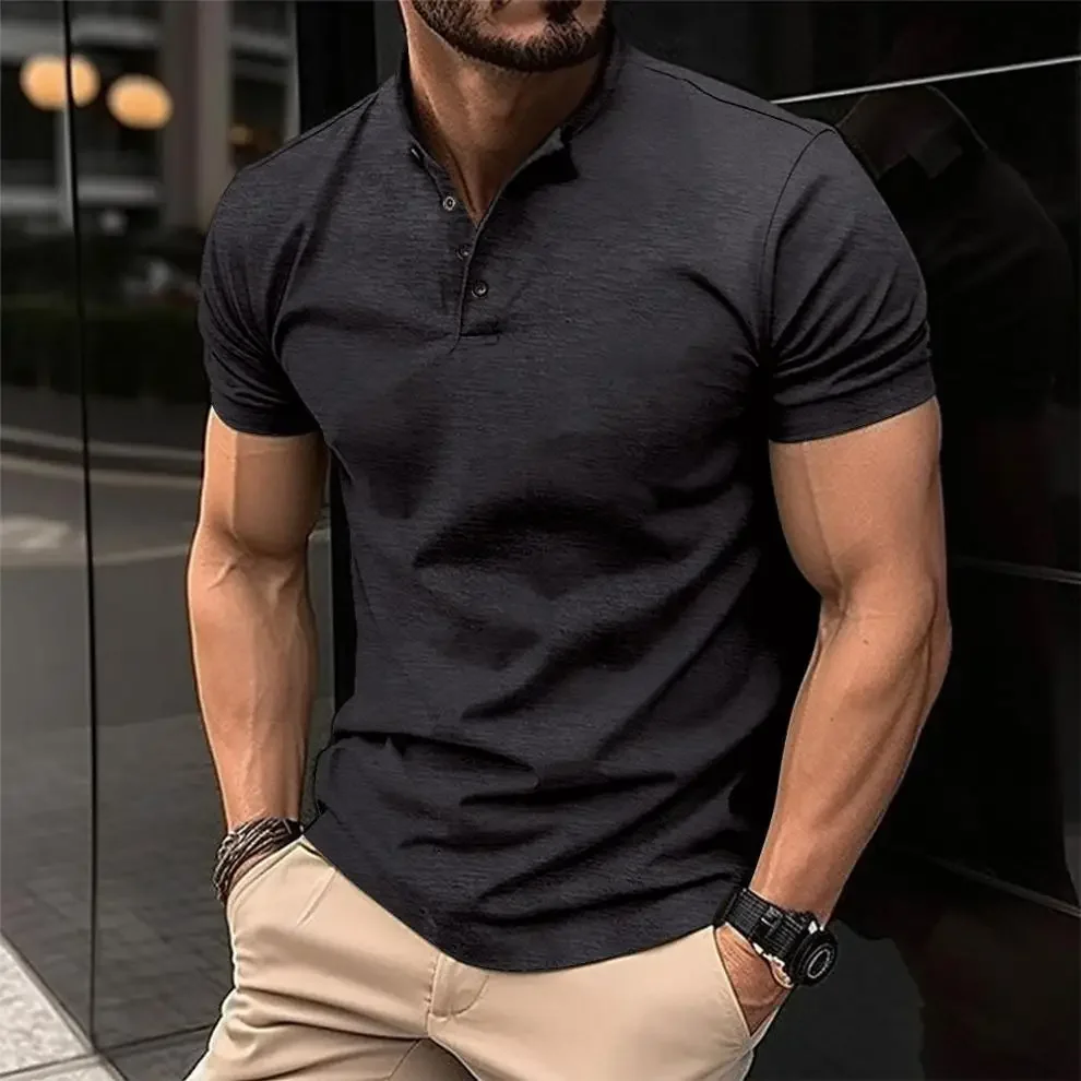 LIBIELIY Summer Mens Casual Polo Shirt Henley Collar Solid Color Short Sleeve Polos Men Short Sleeve Tops Tees Anti Piling T Shi LIBIELIY Summer Mens Casual Polo Shirt Henley Collar Solid Color Short Sleeve Polos Men Short Sleeve Tops Tees Anti Piling T Shi