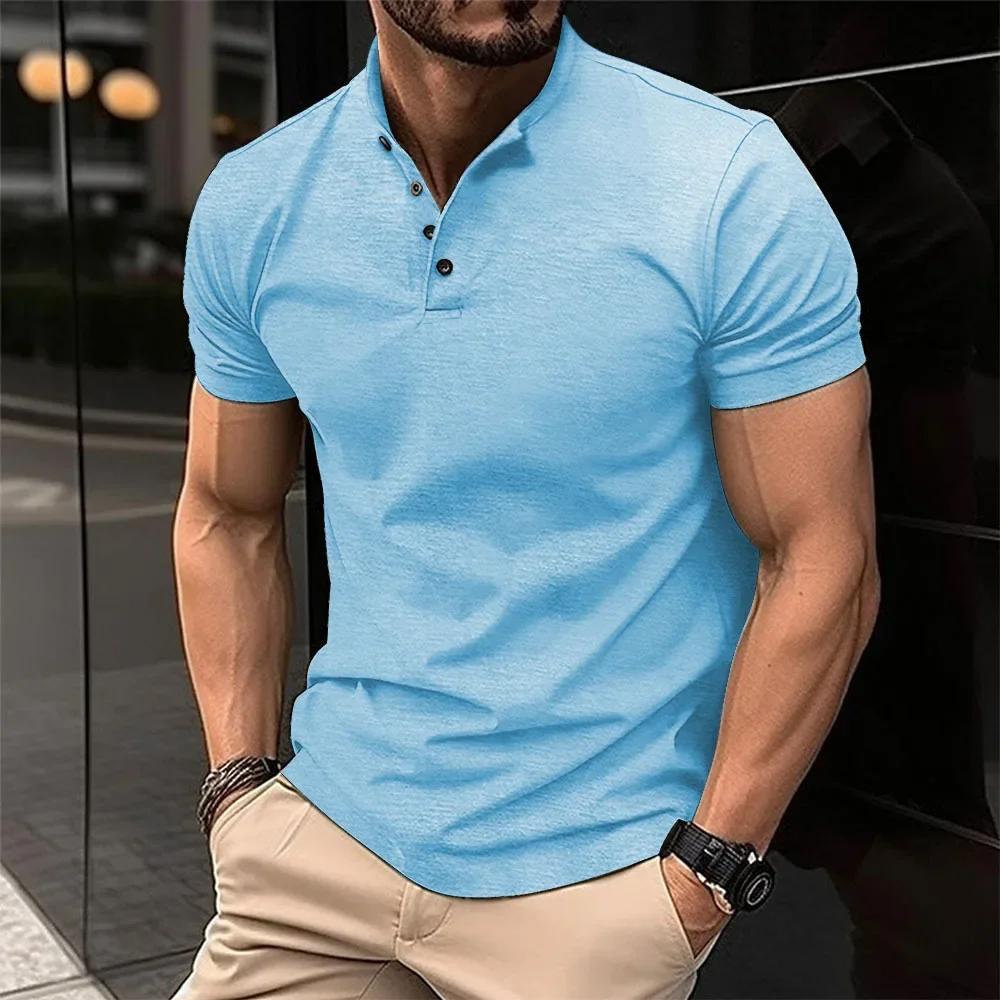 LIBIELIY Summer Mens Casual Polo Shirt Henley Collar Solid Color Short Sleeve Polos Men Short Sleeve Tops Tees Anti Piling T Shi LIBIELIY Summer Mens Casual Polo Shirt Henley Collar Solid Color Short Sleeve Polos Men Short Sleeve Tops Tees Anti Piling T Shi