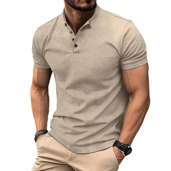 LIBIELIY Summer Mens Casual Polo Shirt Henley Collar Solid Color Short Sleeve Polos Men Short Sleeve Tops Tees Anti Piling T Shi - Image 5