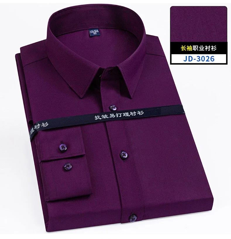 Pop Plus Size Super Fine Denier Bamboo Fiber Men's Shirt Solid Color Striped Business Attire Work Clothes Plus Size Men's Clothi