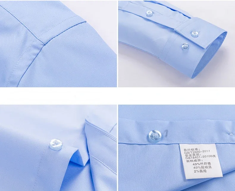 Pop Plus Size Super Fine Denier Bamboo Fiber Men's Shirt Solid Color Striped Business Attire Work Clothes Plus Size Men's Clothi