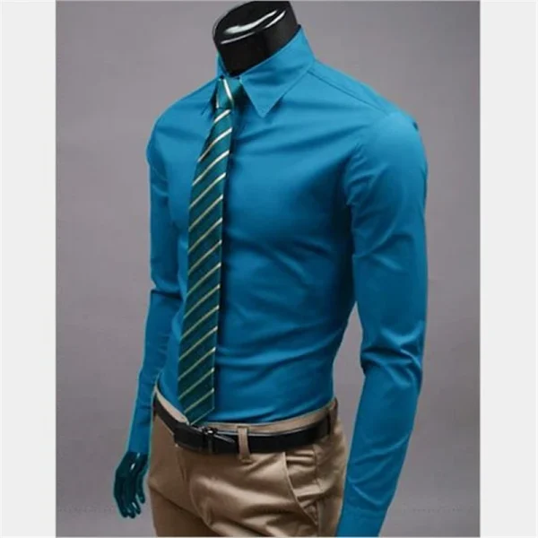 20 Color Quality Anti-Wrinkle Long Sleeve Turn-down Collar Men Shirt Business Fashion Casual Solid Gentry Camisa Masculina M-5XL - Image 5