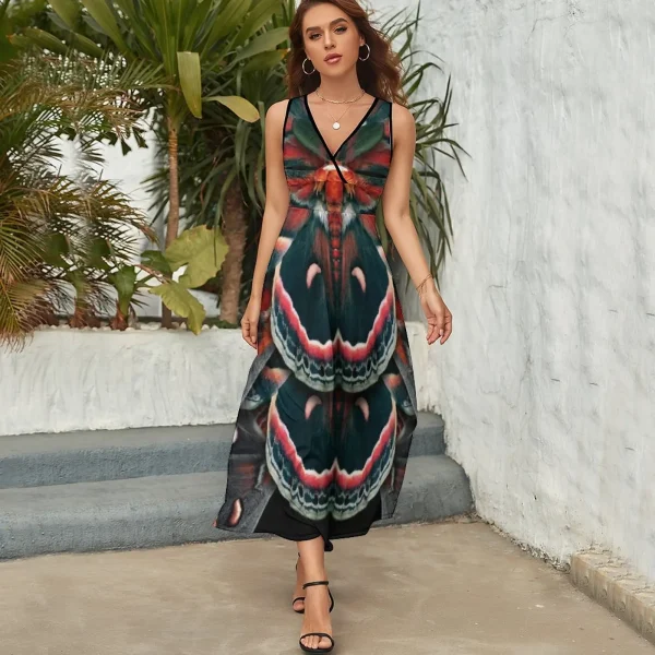 Cecropia Moth Mandala - Symmetrical Sleeveless Dress summer women's dress 2025 loose summer dress - Image 5