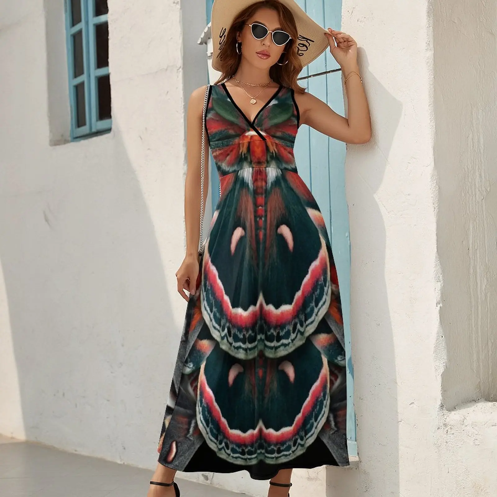 Cecropia Moth Mandala - Symmetrical Sleeveless Dress summer women's dress 2025 loose summer dress