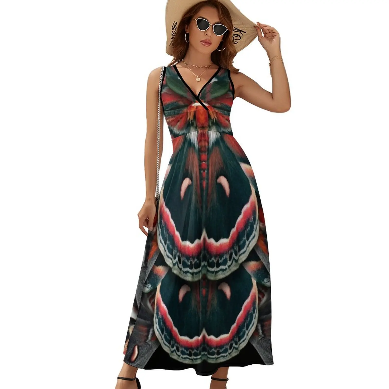 Cecropia Moth Mandala - Symmetrical Sleeveless Dress summer women's dress 2025 loose summer dress