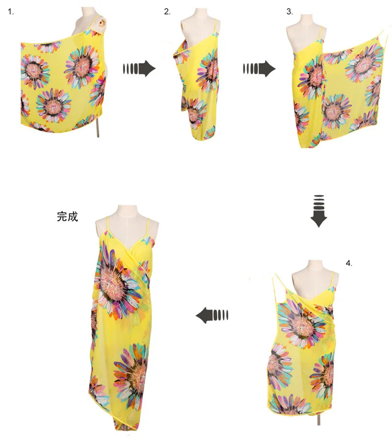 Women Beach Dress Cover-ups Swim Wear Cover Summer Beach Veil Female Ladies Sexy Deep V-Neck Robe Caftan