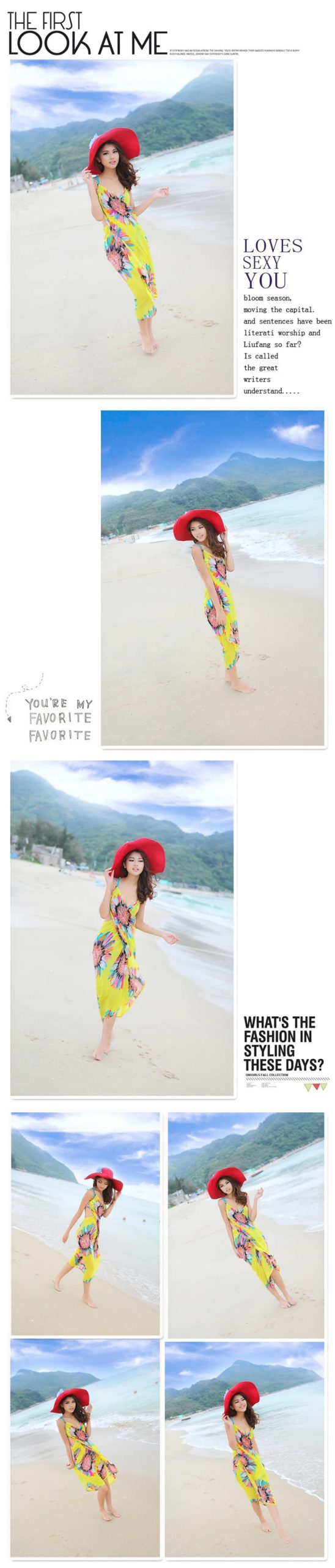 Women Beach Dress Cover-ups Swim Wear Cover Summer Beach Veil Female Ladies Sexy Deep V-Neck Robe Caftan