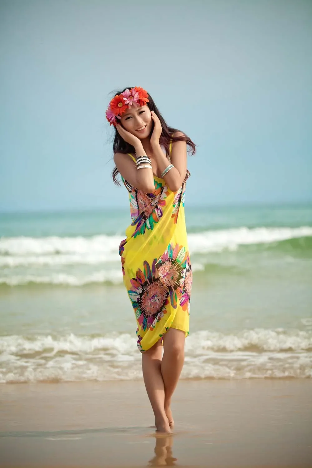 Printed Cover-ups Sexy Beach Dress Women Halter Sling Chiffon Beach Towel Bikini Wrap Pareo Skirts Open-Back Swimwear