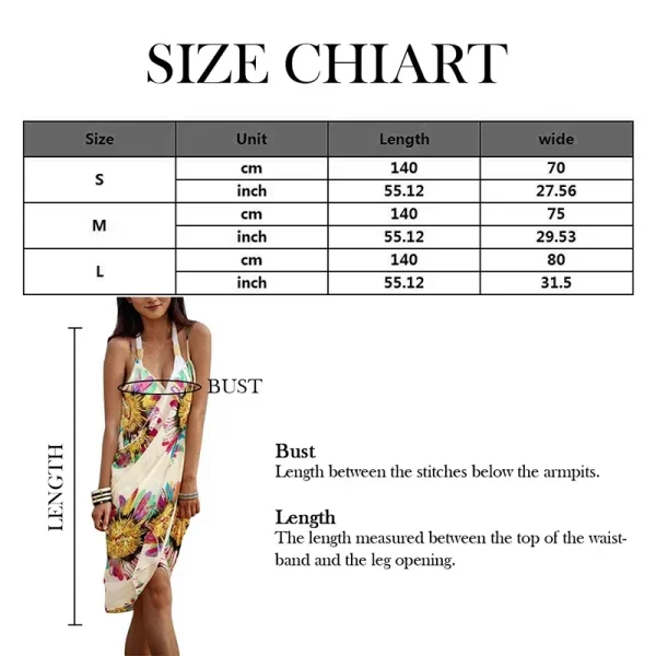 Printed Cover-ups Sexy Beach Dress Women Halter Sling Chiffon Beach Towel Bikini Wrap Pareo Skirts Open-Back Swimwear - Image 6
