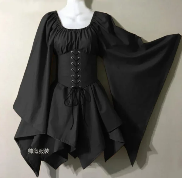 Middle Ages Dresses Horn Sleeve Long Sleeved Medieval Renaissance Dress High Waisted Casual Comfortable Autumn Winter Clothes - Image 6