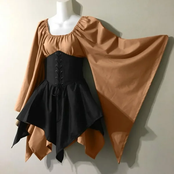 Middle Ages Dresses Horn Sleeve Long Sleeved Medieval Renaissance Dress High Waisted Casual Comfortable Autumn Winter Clothes - Image 3