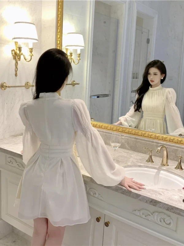 OCEANLOVE Chiffon Mini Dresses Spring Autumn Solid Long Sleeve Elegant Vestidos Mujer Korean Fashion A-line Sweet Women Dress - Image 6