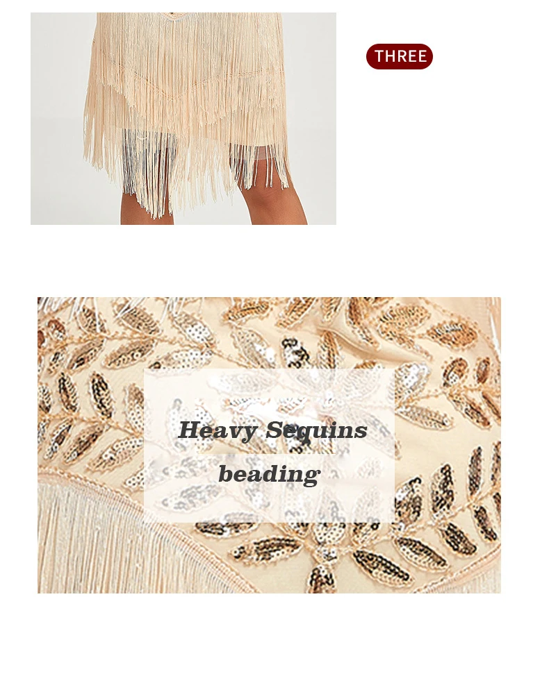1920s Vintage Dress Beaded Sequin 30S Flapper Dresses Prom Wedding Women Vintage Dress Big Neck Beaded Fringed Fashion Tassels