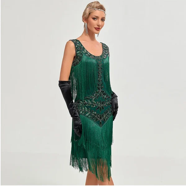 1920s Vintage Dress Beaded Sequin 30S Flapper Dresses Prom Wedding Women Vintage Dress Big Neck Beaded Fringed Fashion Tassels - Image 6