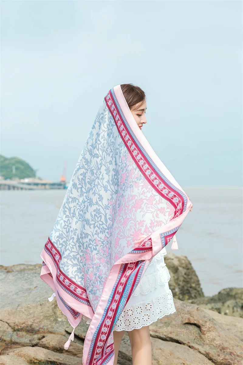 90x185cm  Printing Process Twill Summer Suncare Beach Dress Bikini Sarong Wrap Scarf Women Brazilian Swimsuit Bathing Cover-ups