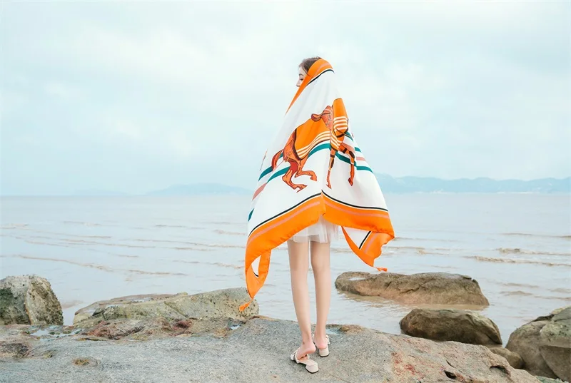 90x185cm  Printing Process Twill Summer Suncare Beach Dress Bikini Sarong Wrap Scarf Women Brazilian Swimsuit Bathing Cover-ups